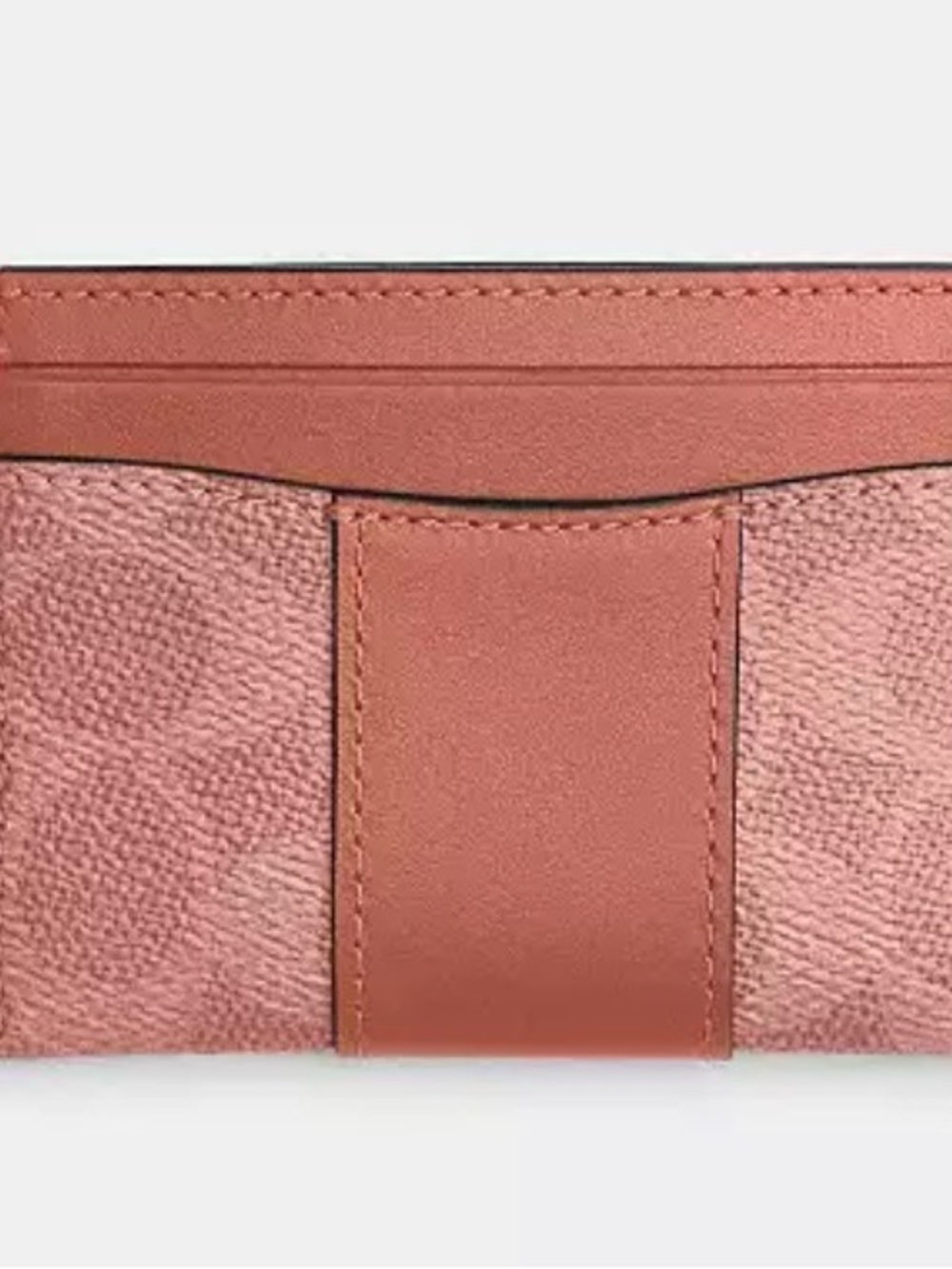 Coach Pink and Rust Signature Card Holder with Gold 'C' Emblem - Picture 3 of 3